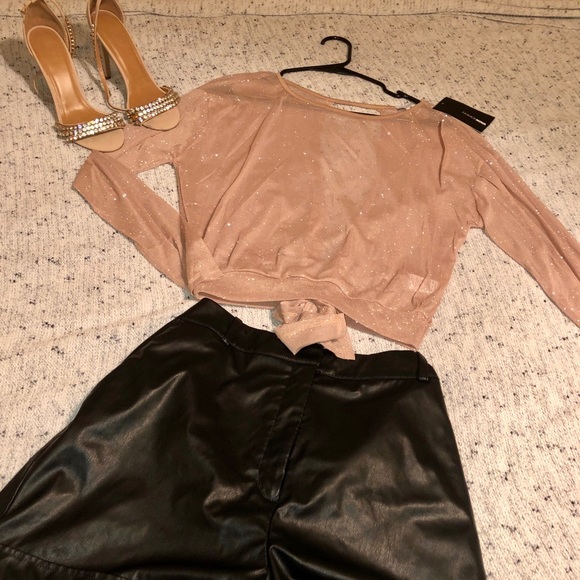 NWT glitter open back crop top - Picture 1 of 6